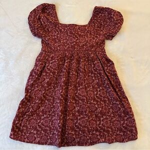 AE Puff-Sleeve Babydoll Mini Dress - Maroon
